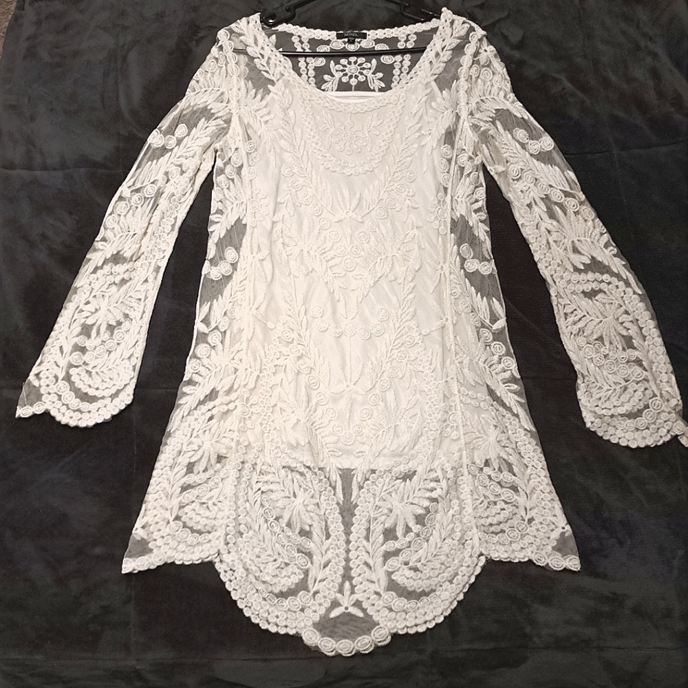 White Lace Tunic Dress